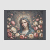 Maagd Maria met halo en bloemen Tissuepapier (Voorkant)