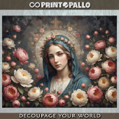 Maagd Maria met halo en bloemen Tissuepapier