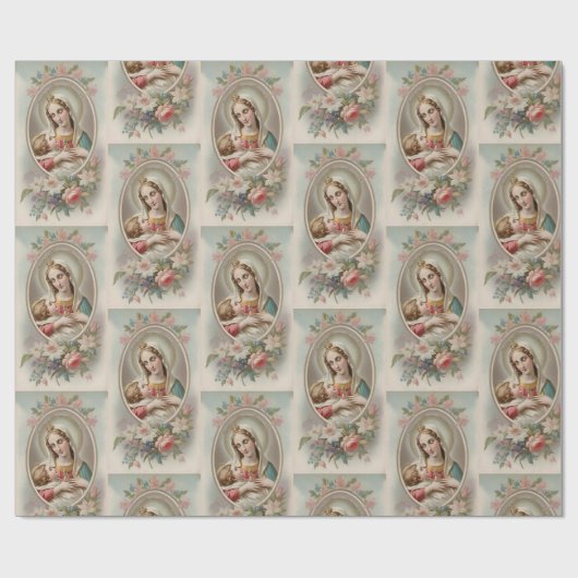 Maagd Maria met Jezus Kind Gift Wrapping Paper Cadeaupapier (Vlak)