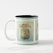 Maagd Maria met Jezus Memorare gebed Tweekleurige Koffiemok (Links)