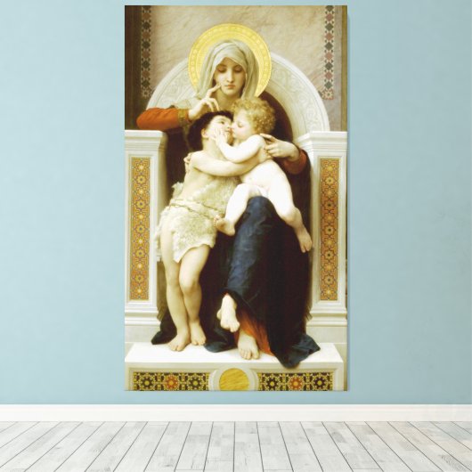 Maagd Maria met Jezus & St. Johannes de Doper Canvas Afdruk (Insitu (Houten vloer))