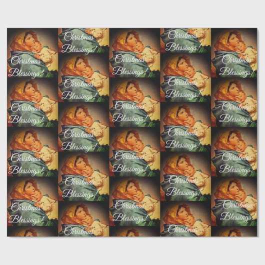 Maagd Maria met Kerstmis Cadeaupapier (Vlak)