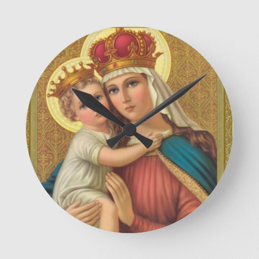 Maagd Maria met kind Jesus Acrylic Wall Clock Gift Ronde Klok (Voorkant)