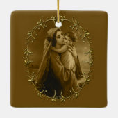 Maagd Maria met Kind Jezus, Gouden Grens Ontwerp Keramisch Ornament (Achterkant)