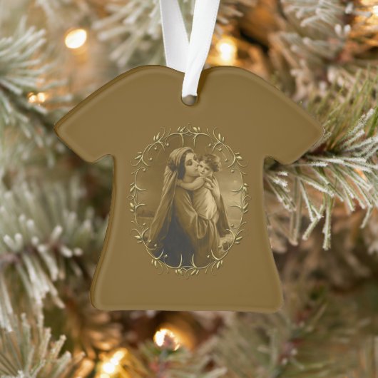 Maagd Maria met Kind Jezus, Gouden Grens Ontwerp Ornament (Boom)