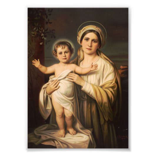 Maagd Maria met kindje Jezus Foto Afdruk (Voorkant)