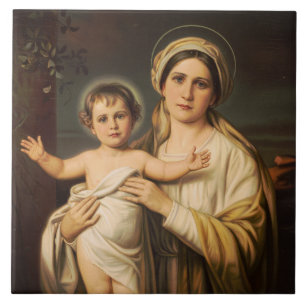 Maagd Maria met kindje Jezus  Tegeltje