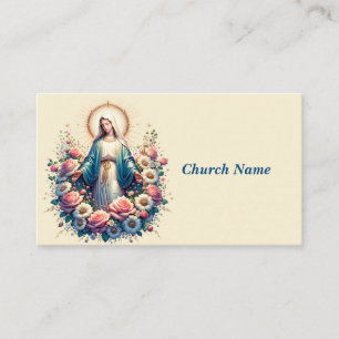 Maagd Maria met mooie Rozen (geel) Visitekaartje