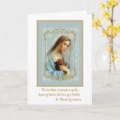 Maagd Maria met Rode Roos Wit Kant Gouden Grens Kaart (Gele Bloem)