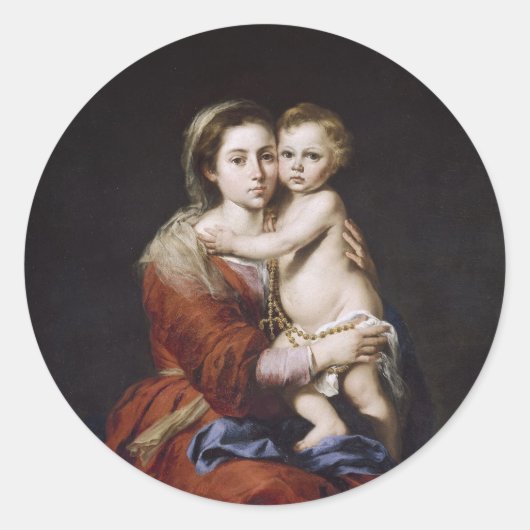 Maagd Maria - Moeder Gods - Baby Jesus - Ronde Sticker (Voorkant)