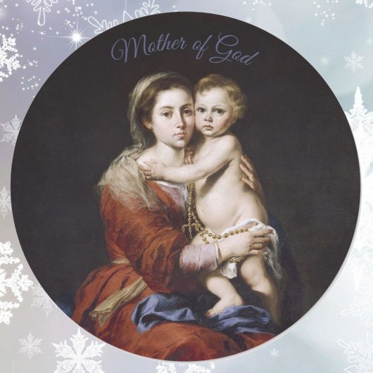 Maagd Maria - Moeder Gods - Baby Jesus - Ronde Sticker