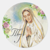 Maagd Maria Monogrammed bruiloft Ronde Sticker (Voorkant)