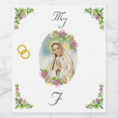Maagd Maria Monogrammed bruiloft Wijn Etiket (Enkel label)