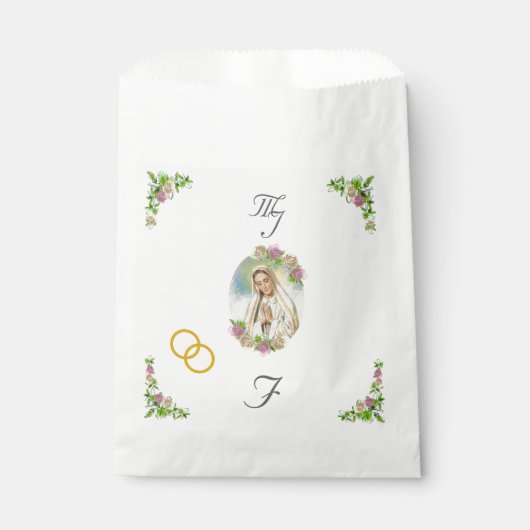 Maagd Maria Monogrammed Wedding Favoriete Tassen Bedankzakje (Voorkant)