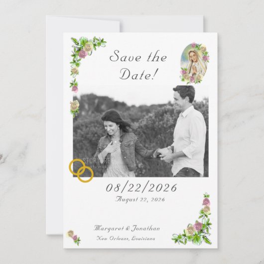 Maagd Maria Nuptial Save the Date Bladwijzer (Voorkant)