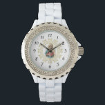 Maagd Maria Onbevlekt Hart Goud Religieus Horloge<br><div class="desc">Dit is een heerlijk traditioneel afbeelding van het Smartelende en Onbevlekte Hart van Maria met een gouden decoratieve ronde kanten rand.</div>