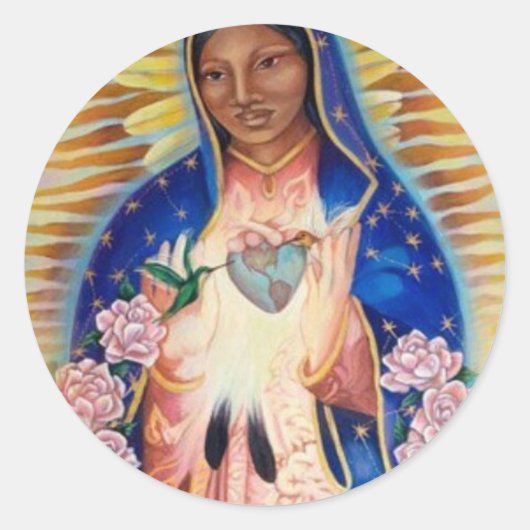 Maagd Maria - Onze Lieve Vrouw van Guadalupe Ronde Sticker (Voorkant)
