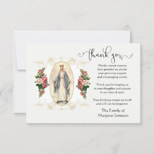 Maagd Maria Religieus Dank u Condoleance Bedankkaart