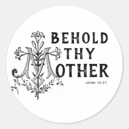 Maagd Maria Religieus Katholiek Schrift Kruis Ronde Sticker