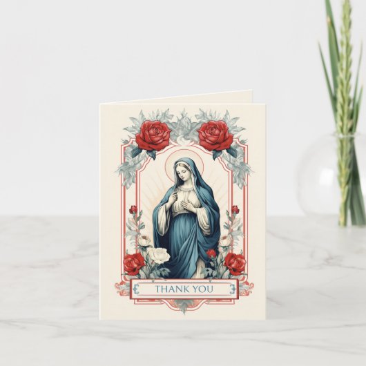 Maagd Maria Religieus Katholieke Rozen Feestdagen Kaart (Voorkant)