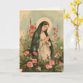 Maagd Maria Rode Rozen Heilige Rozenkrans Gebed Kaart (Gele Bloem)
