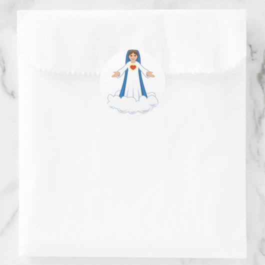 Maagd Maria Ronde Sticker (Tas)