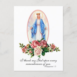 Maagd Maria Rozen Religieus Elegant Vintage Briefkaart