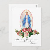 Maagd Maria Rozen Religieus Elegant Vintage Briefkaart (Voorkant / Achterkant)
