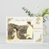 Maagd Maria Sepia Katholieke bruiloft Save the Dat Save The Date (Staand voorkant)