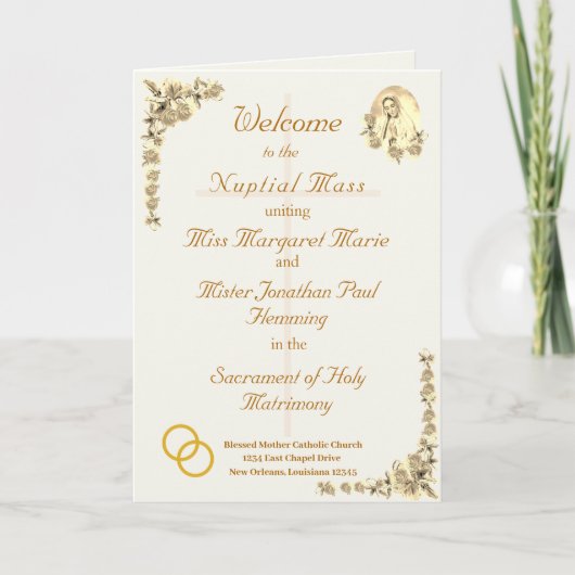 Maagd Maria Sepia Katholieke Trouwprogramma Programma (Voorkant)