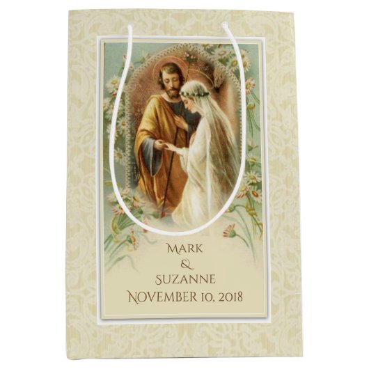 Maagd Maria & St. Joseph Bruiloft Katholiek Medium Cadeauzakje (Voorkant)