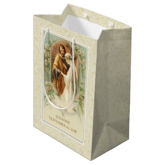 Maagd Maria & St. Joseph Bruiloft Katholiek Medium Cadeauzakje (Achterkant Gekanteld)