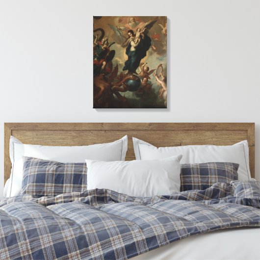 Maagd Maria St. Michael Apocalypse Religieuze Enge Canvas Afdruk (Insitu (Slaapkamer))