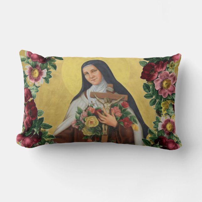 Maagd Maria & St. Therese Vintage Religieus Kussen (Voorkant)