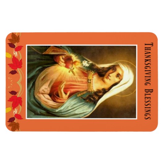 Maagd Maria Thanksgiving zegeningen herfstbladeren Magneet (Horizontaal)