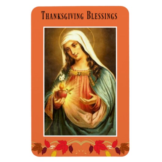 Maagd Maria Thanksgiving zegeningen herfstbladeren Magneet (Verticaal)