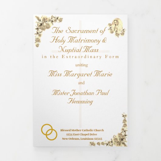 Maagd Maria Traditionele Latijnse Mis Trouwprogram Drieluik Programma (Cover)