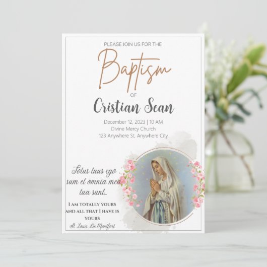Maagd Maria Uitnodiging voor de doop (Staand voorkant)