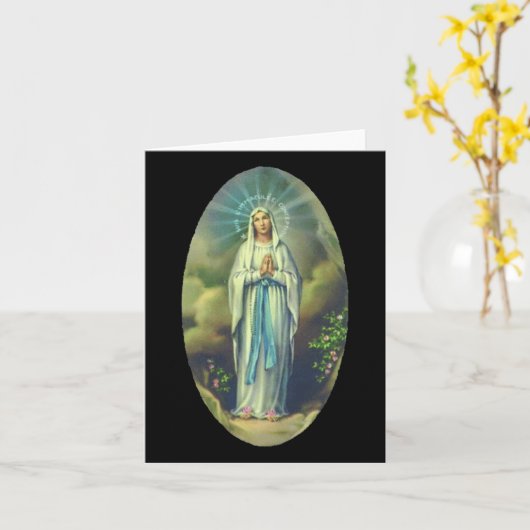 Maagd Maria van Lourdes Onze-Lieve-Vrouw Christeli Kaart (Gele Bloem)