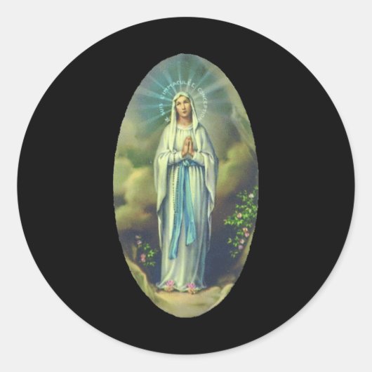 Maagd Maria van Lourdes Onze-Lieve-Vrouw Christeli Ronde Sticker (Voorkant)