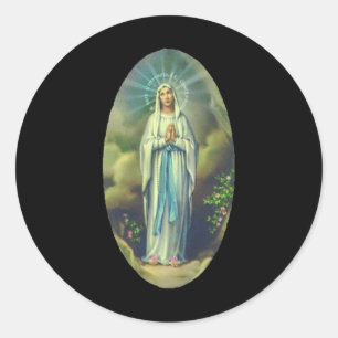 Maagd Maria van Lourdes Onze-Lieve-Vrouw Christeli Ronde Sticker