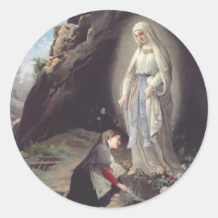 Maagd Maria van Lourdes Ronde Sticker