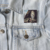 Maagd Maria van Lourdes Vierkante Button 5,1 Cm (In situ)