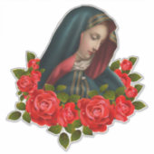 Maagd Maria Verdrietig Moeder Rode Rozen Sticker (Voorkant)