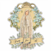 Maagd Maria Vrouwe van Fatima Rozenkrans Gebed Sticker (Voorkant)