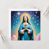 Maagd Maria Wenskaart Kaart (Voorkant / Achterkant in situ)