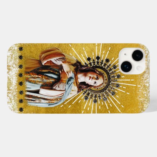 Maagd Maria Wit & Goud Sterrenkroon Case-Mate iPhone Case (Achterkant (horizontaal))