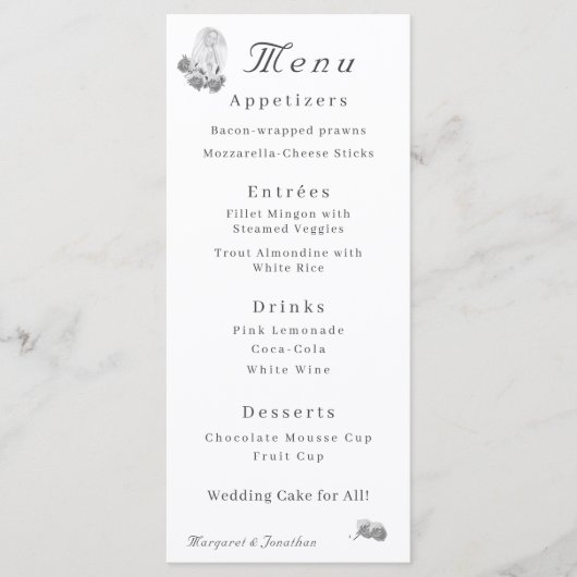 Maagd Maria Zilver Katholieke bruiloft Menu (Voorkant)
