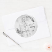 Maagd Maria Zilveren bruiloft Ronde Sticker (Envelop)