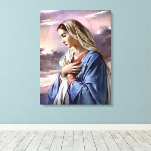 Maagd Maria zonder blozen - Moeder van God Canvas Afdruk (Insitu (Houten vloer))